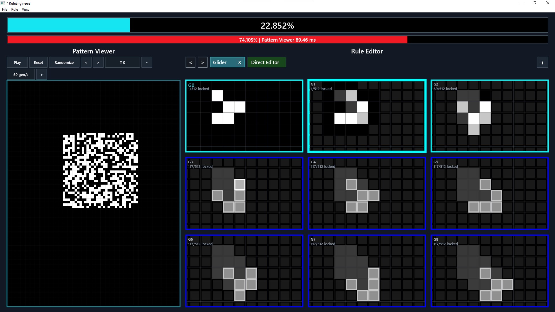 RuleEngineers rule editor and pattern tabs